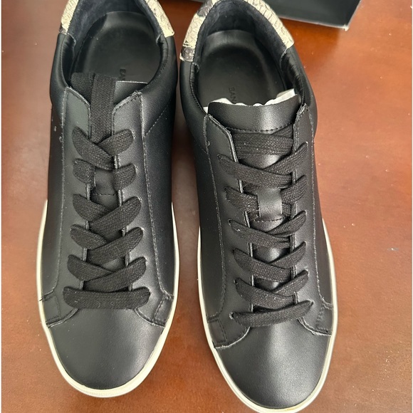 Black leather lace up sneakers NWT and Box - Picture 3 of 4